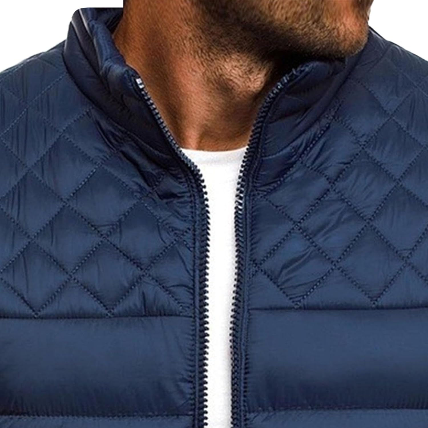 Maiyifu-GJ Men's Windproof Down Jacket Lightweight Winter Warm Thicken Coats Casual Stand Collar Hiking Outerwear