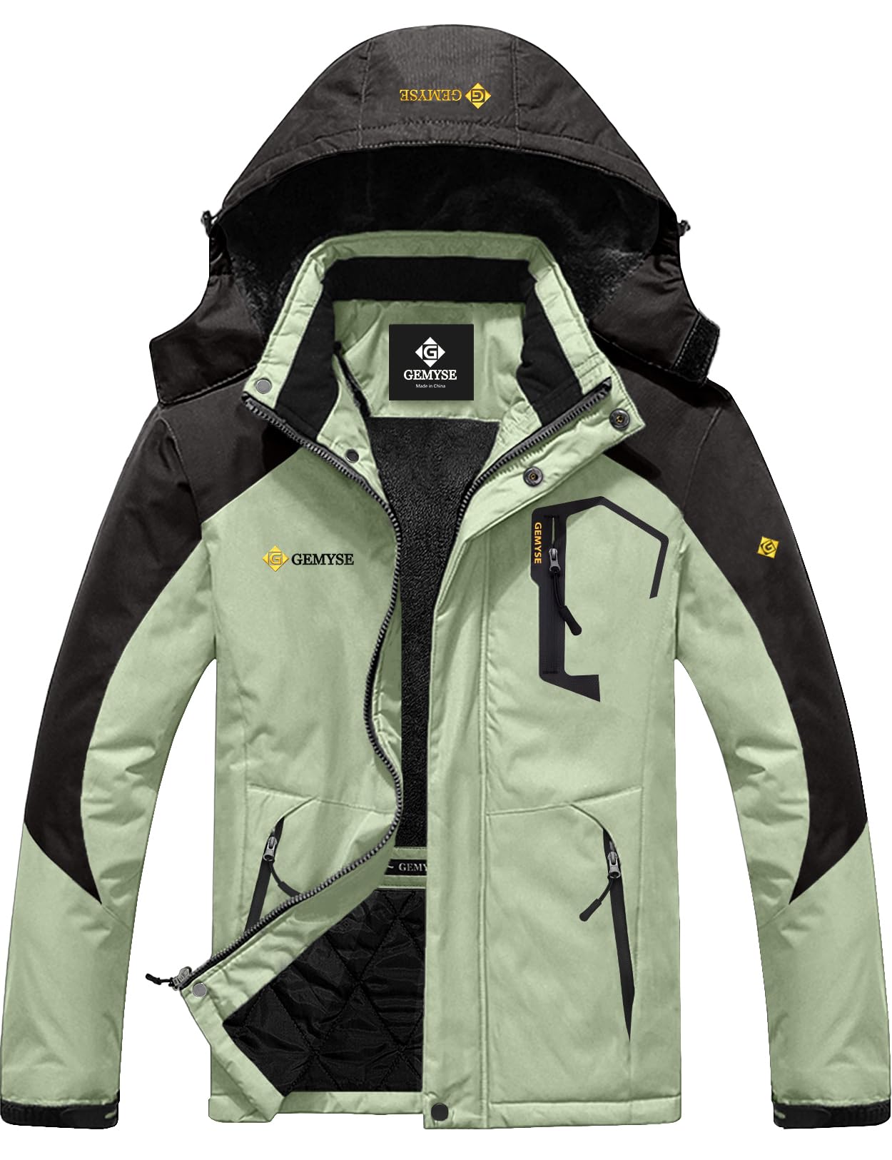 GEMYSE Men's Mountain Waterproof Ski Snow Jacket Winter Windproof Rain Jacket