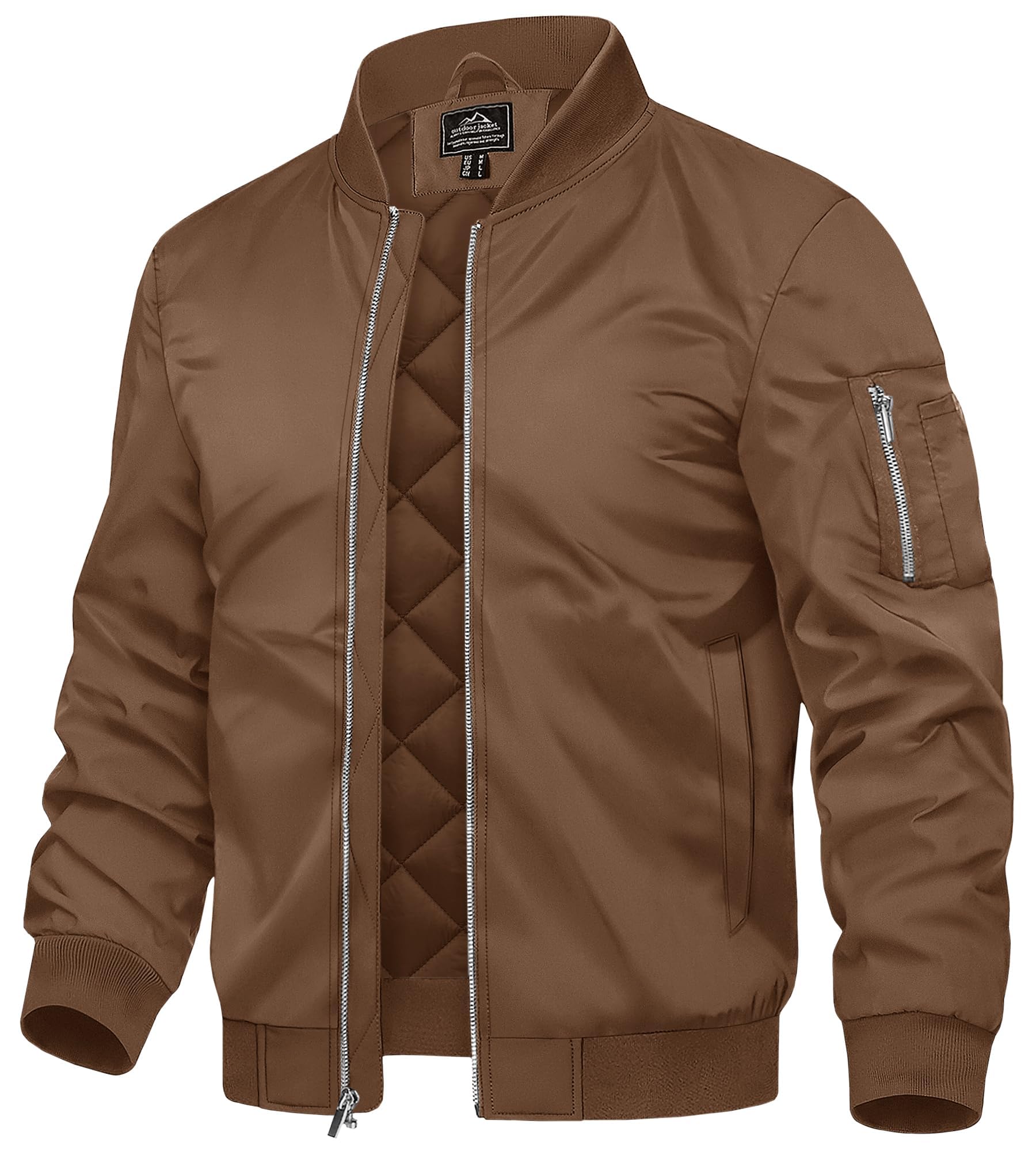 TACVASEN Men's Bomber Jackets Casual Quilted Jacket Warm Windproof Padded Jackets Water Resistant Warm Winter Coats