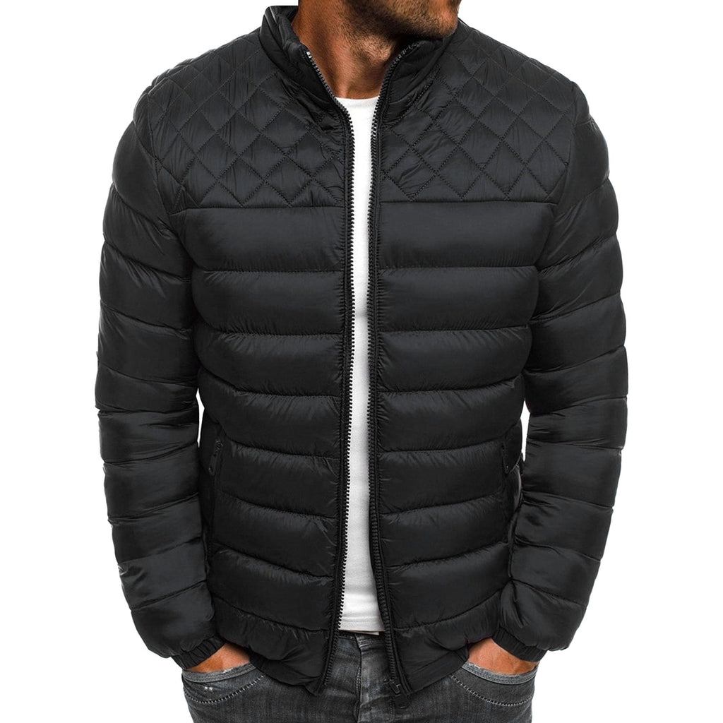 Maiyifu-GJ Men's Windproof Down Jacket Lightweight Winter Warm Thicken Coats Casual Stand Collar Hiking Outerwear