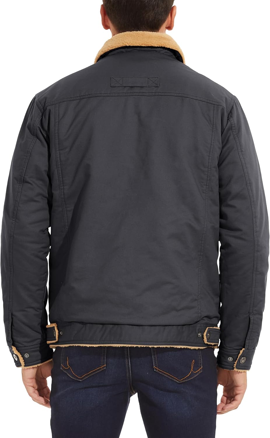 MAGNIVIT Men's Cotton Cargo Jacket Winter Sherpa Fleece Lined Work Jacket Coats with 5 Pockets