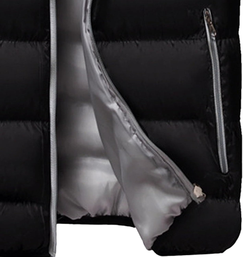 JEShifangjiusu Men Warm Zipper Puffer Jacket Lightweight Winter Puffer Down Coats Fashion Quilted Stand Collar Puffer Jacket