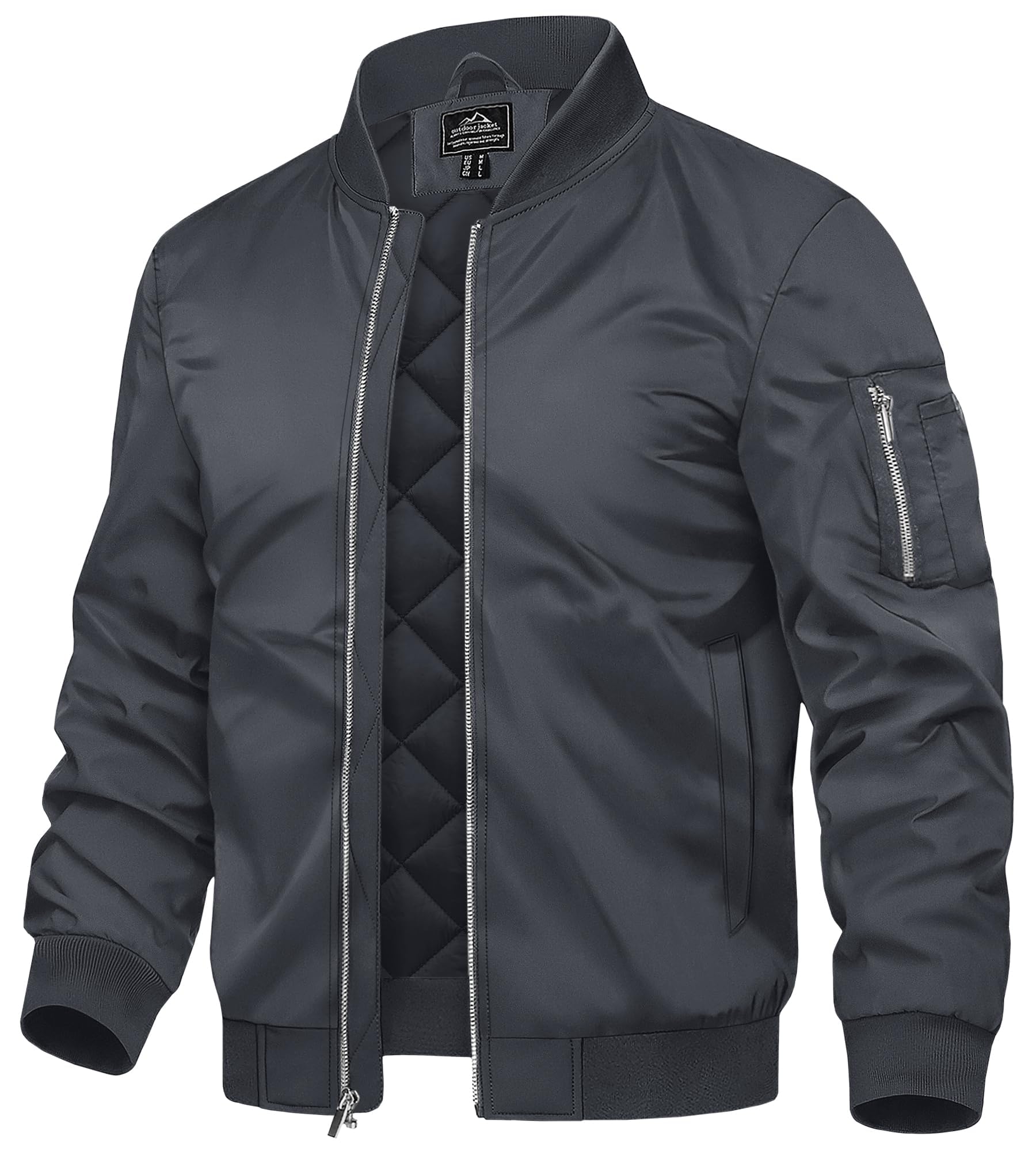 TACVASEN Men's Bomber Jackets Casual Quilted Jacket Warm Windproof Padded Jackets Water Resistant Warm Winter Coats