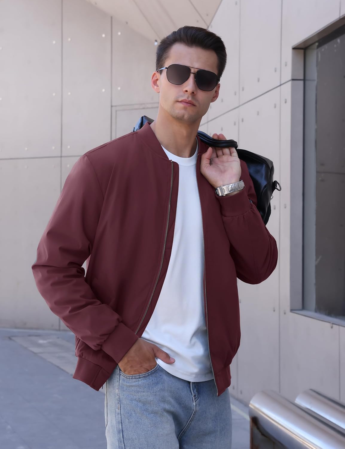 TACVASEN Men's Bomber Jackets Casual Quilted Jacket Warm Windproof Padded Jackets Water Resistant Warm Winter Coats