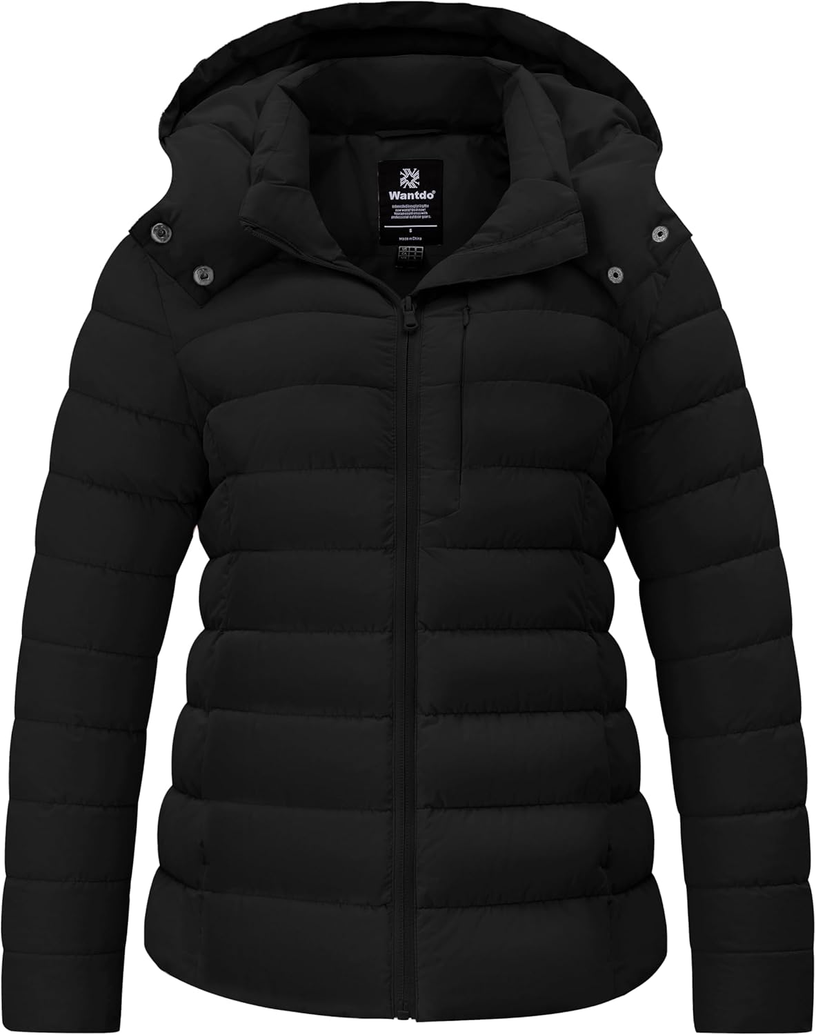 wantdo Women's Lightweight Warm Winter Coat Full-Zip Puffer Jacket with Hood