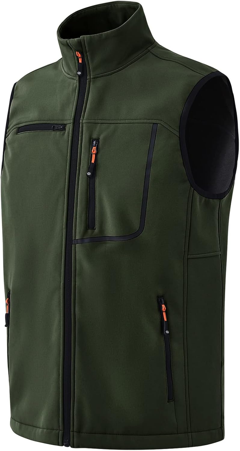 MoFiz Men's Vest Outerwear,Winter Vest for men,Full Zip Fleece Lined Light Softshell Windproof Sleeveless Jacket for Golf