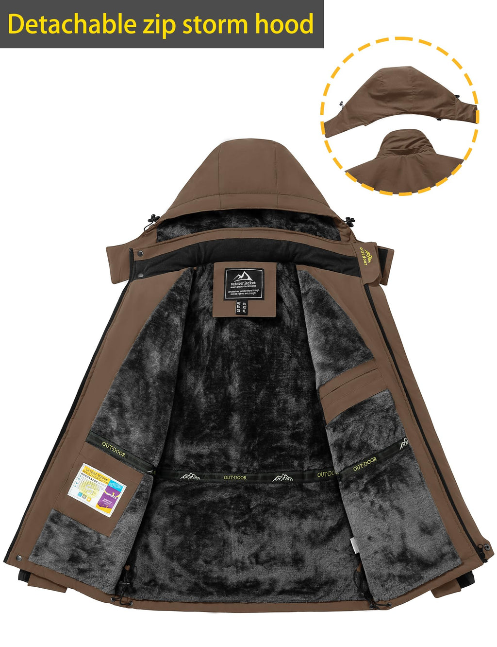 TACVASEN Men's Waterproof Fleece Liner Winter Coats Parka Mountain Windproof Warm Snow Ski Jacket with Multi-Pockets