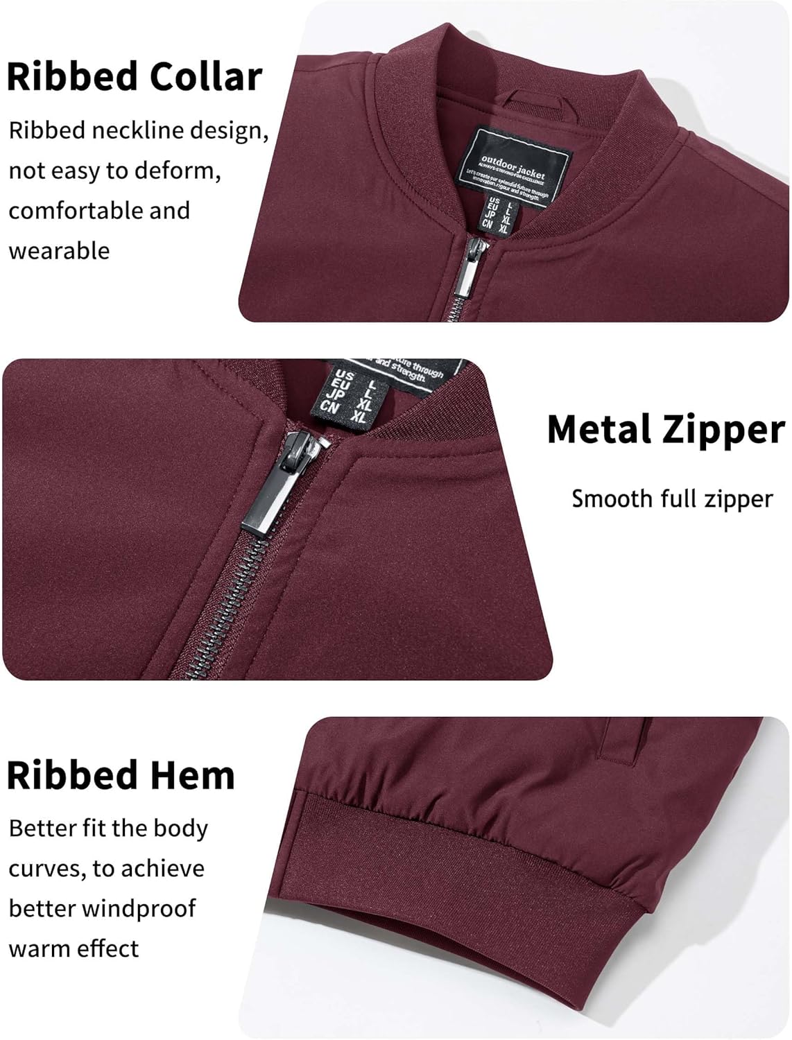 TACVASEN Men's Bomber Jackets Casual Quilted Jacket Warm Windproof Padded Jackets Water Resistant Warm Winter Coats