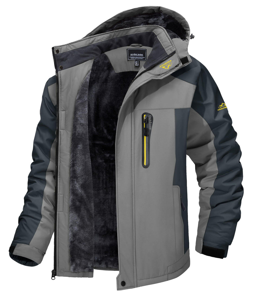 TACVASEN Men's Waterproof Fleece Liner Winter Coats Parka Mountain Windproof Warm Snow Ski Jacket with Multi-Pockets