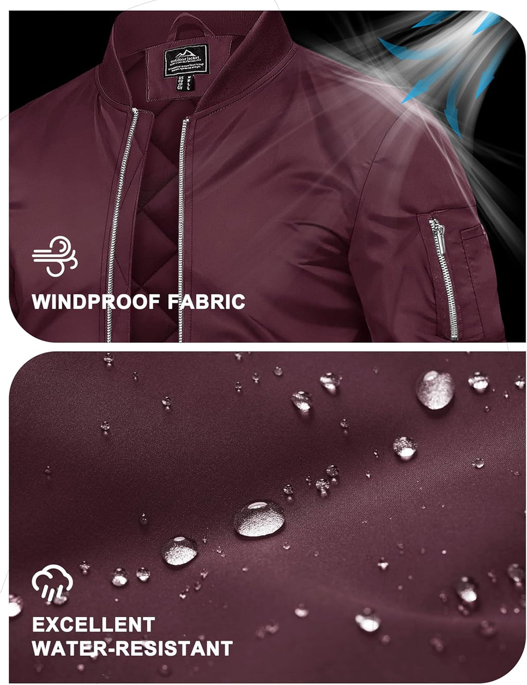 TACVASEN Men's Bomber Jackets Casual Quilted Jacket Warm Windproof Padded Jackets Water Resistant Warm Winter Coats