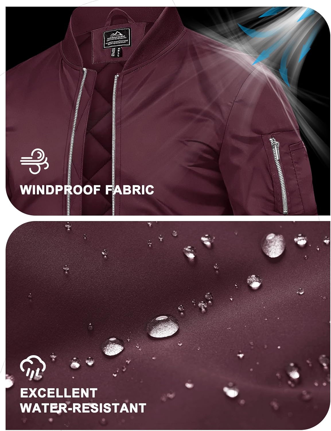 TACVASEN Men's Bomber Jackets Casual Quilted Jacket Warm Windproof Padded Jackets Water Resistant Warm Winter Coats