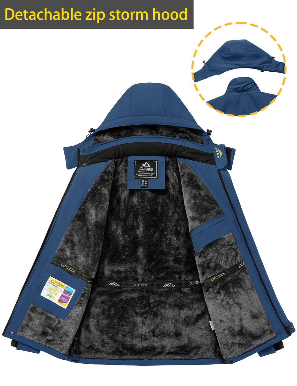 TACVASEN Men's Waterproof Fleece Liner Winter Coats Parka Mountain Windproof Warm Snow Ski Jacket with Multi-Pockets