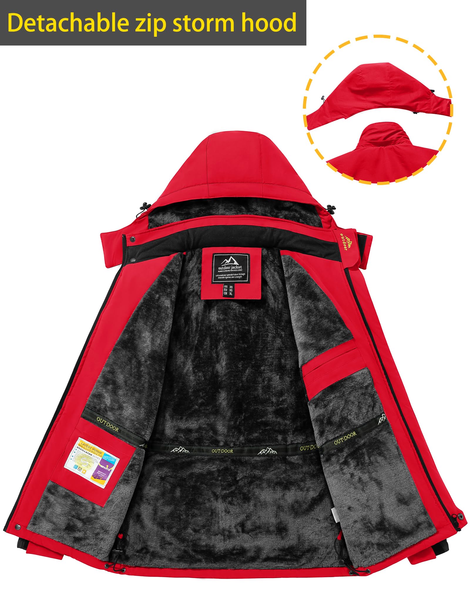 TACVASEN Men's Waterproof Fleece Liner Winter Coats Parka Mountain Windproof Warm Snow Ski Jacket with Multi-Pockets