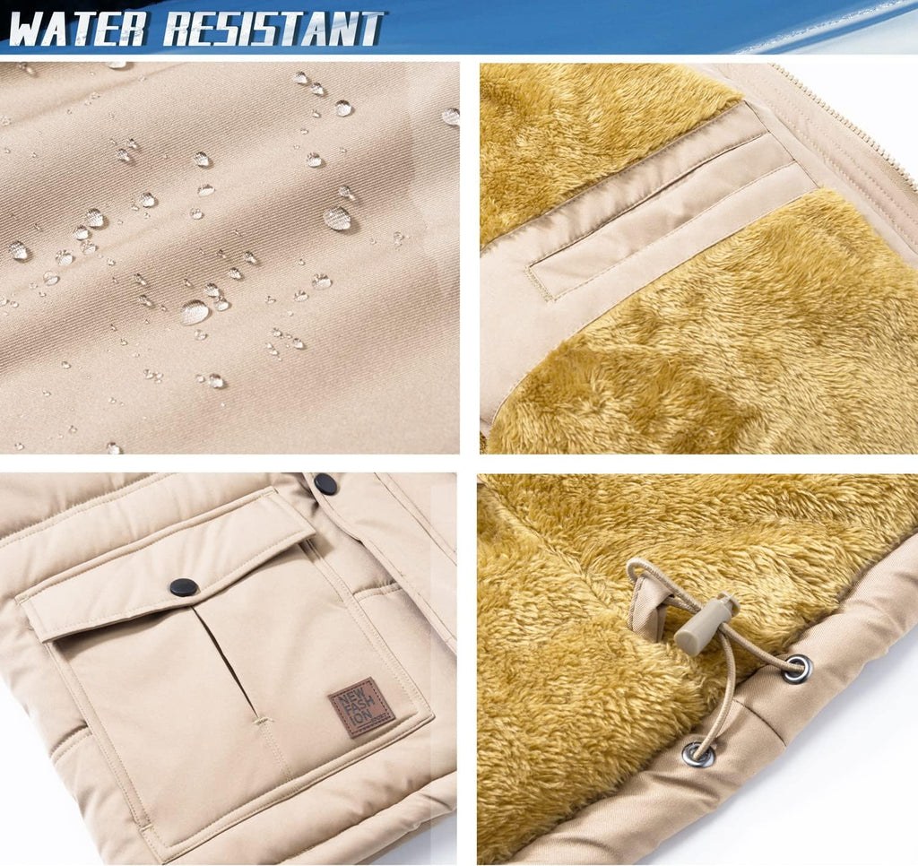 TACVASEN Men's Winter Jacket with Hood Water Repellent Windproof Thicken Parka Snow Ski Coat