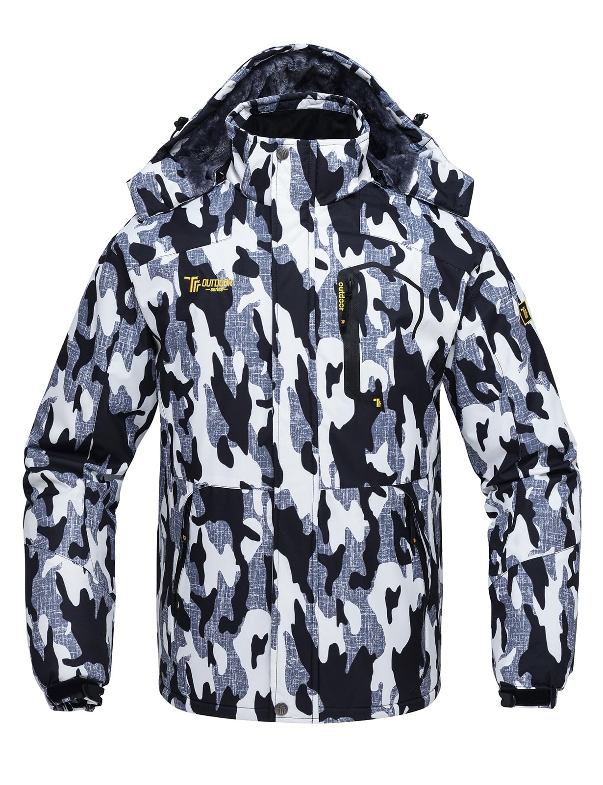 Rdruko Men's Outdoor Ski Snow Jacket Waterproof Fleece Mountain Hooded Rain Coat