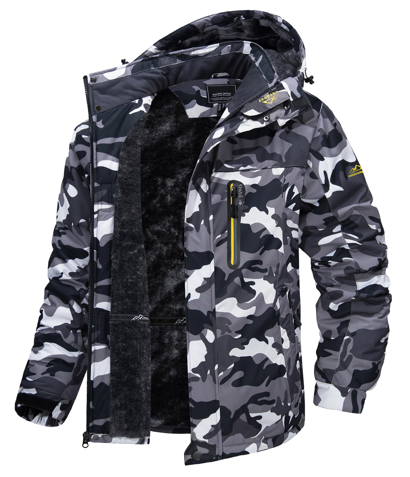 TACVASEN Men's Waterproof Fleece Liner Winter Coats Parka Mountain Windproof Warm Snow Ski Jacket with Multi-Pockets