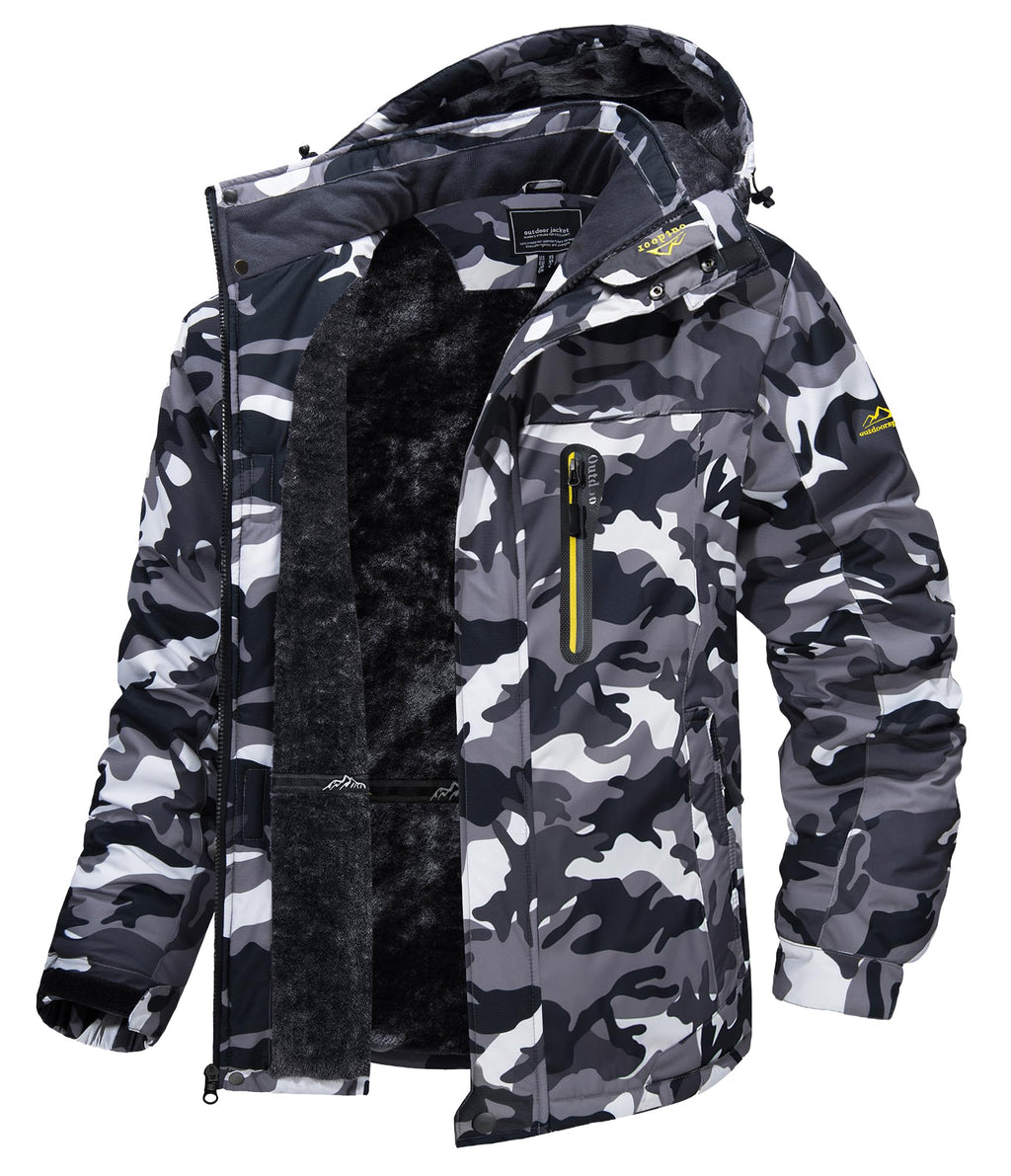 TACVASEN Men's Waterproof Fleece Liner Winter Coats Parka Mountain Windproof Warm Snow Ski Jacket with Multi-Pockets