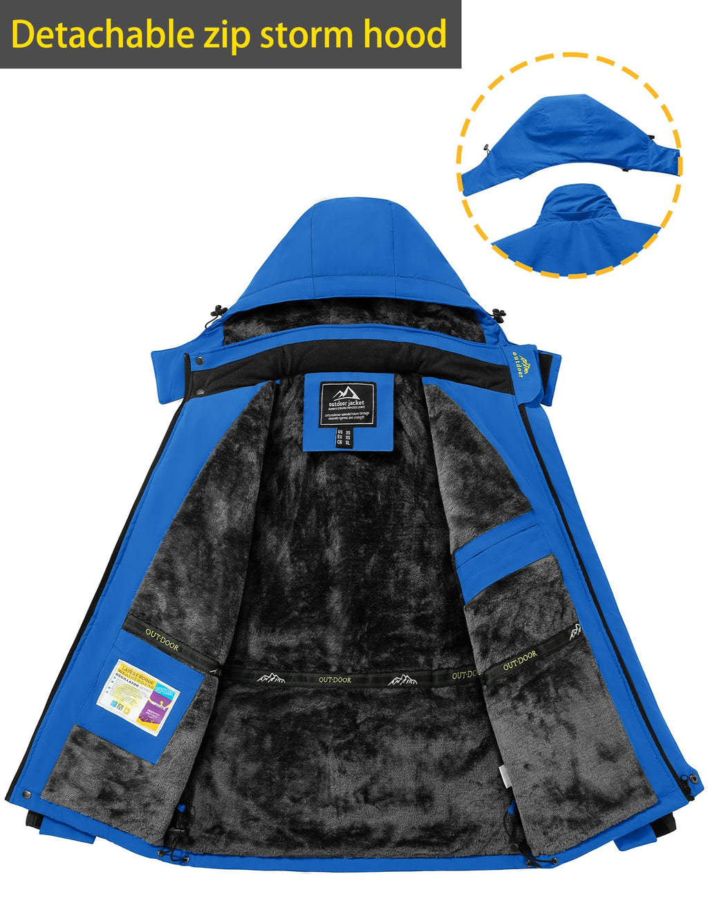 TACVASEN Men's Waterproof Fleece Liner Winter Coats Parka Mountain Windproof Warm Snow Ski Jacket with Multi-Pockets