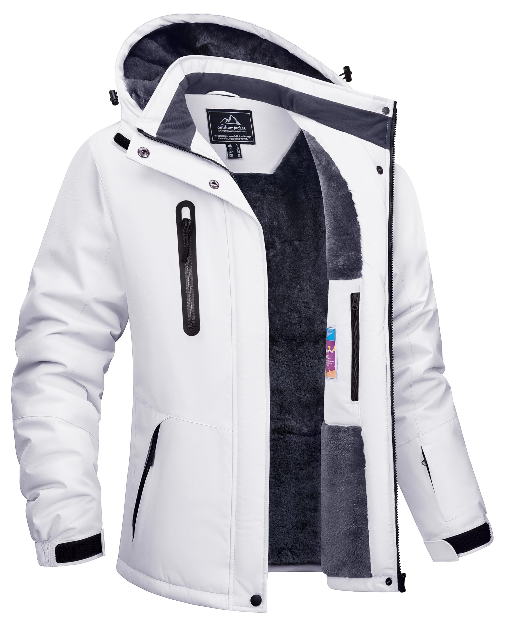 TACVASEN Women's Waterproof Winter Jacket Ski Hooded Insulated Jacket Fleece Warm Snow Outdoor Rain Windbreaker