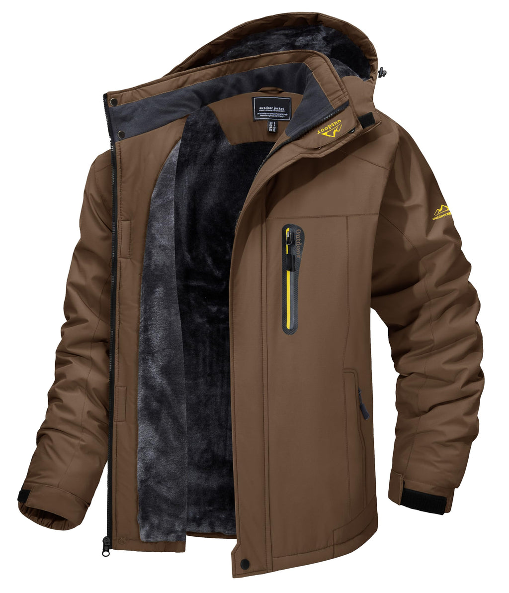 TACVASEN Men's Waterproof Fleece Liner Winter Coats Parka Mountain Windproof Warm Snow Ski Jacket with Multi-Pockets