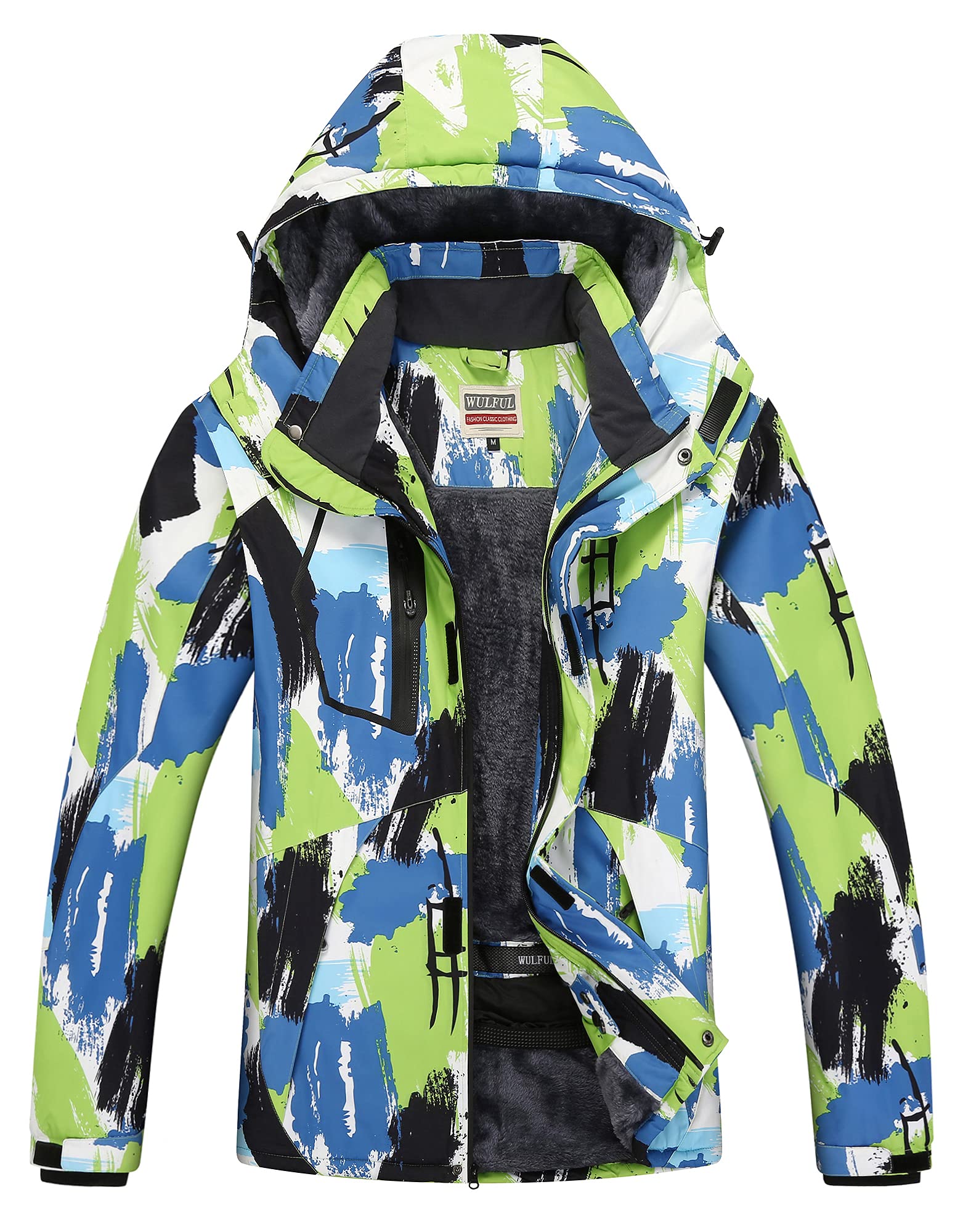 WULFUL Men's Waterproof Ski Jacket Warm Winter Snow Coat Mountain Windbreaker