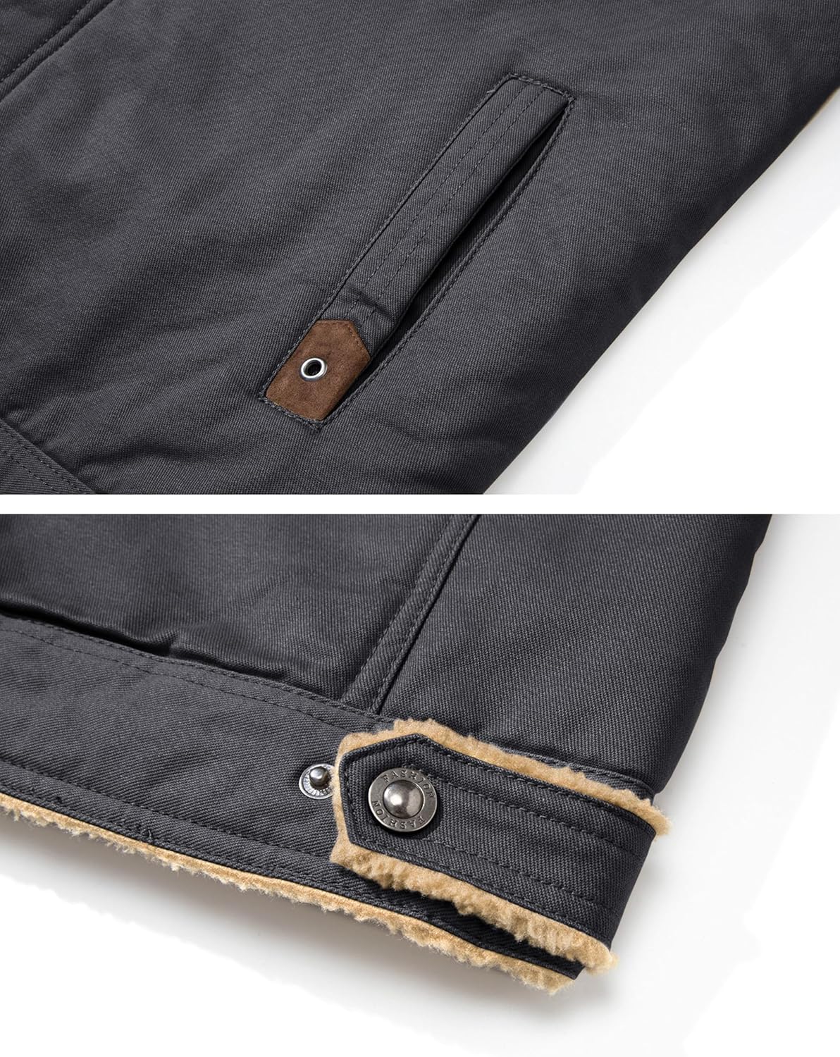 MAGNIVIT Men's Cotton Cargo Jacket Winter Sherpa Fleece Lined Work Jacket Coats with 5 Pockets