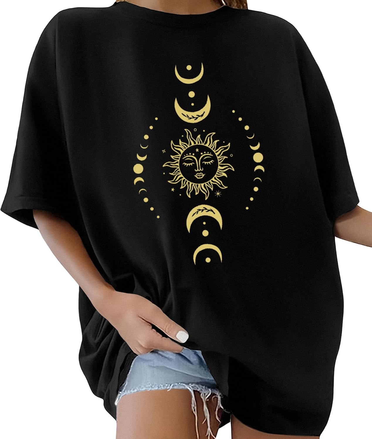 heekpek Women Oversized Tshirt Vintage Floral Graphic Tees Crewneck Short Sleeve Summer Tops Loose Fit Boho Casual Trendy