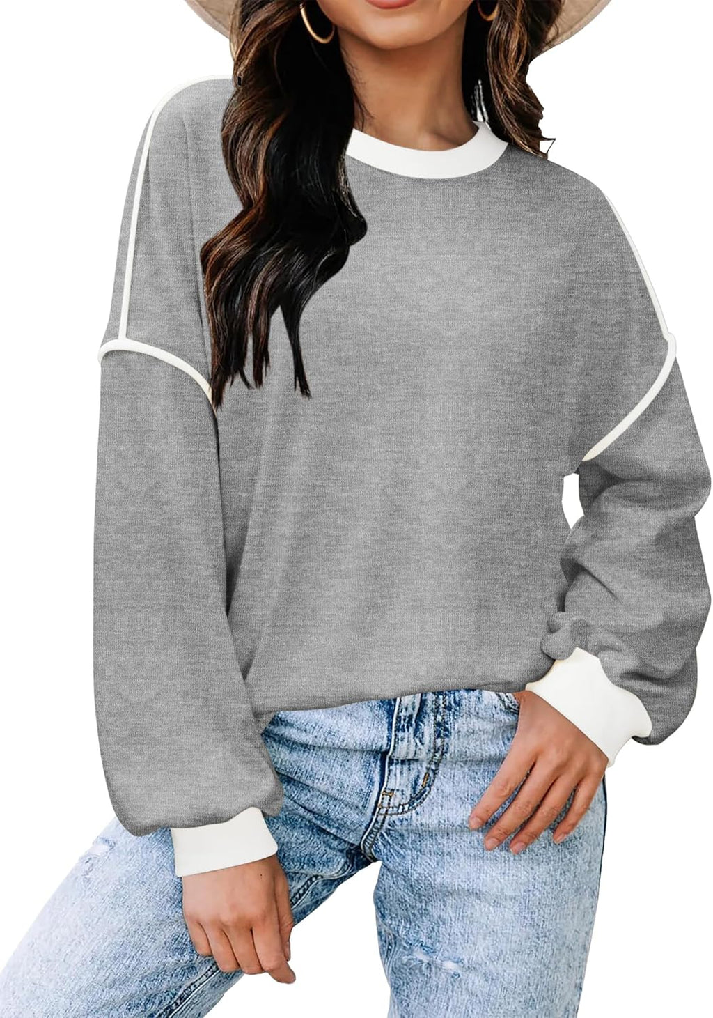 Zeagoo Women Oversize Sweatshirts Pullover Tops Loose Fit Sweaters Long Sleeve Shirt Casual Fall Outfits Y2K Clothes 2024