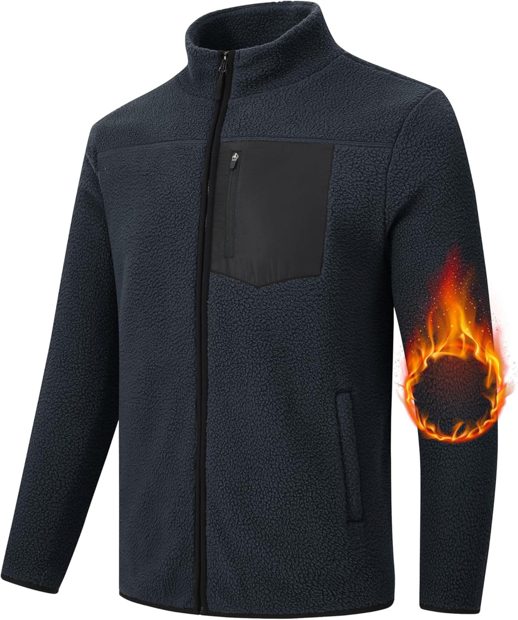 MoFiz Men's Jacket Full-Zip Polar Fleece Jacket Coat Lighweight Warm Casual for Fall Winter