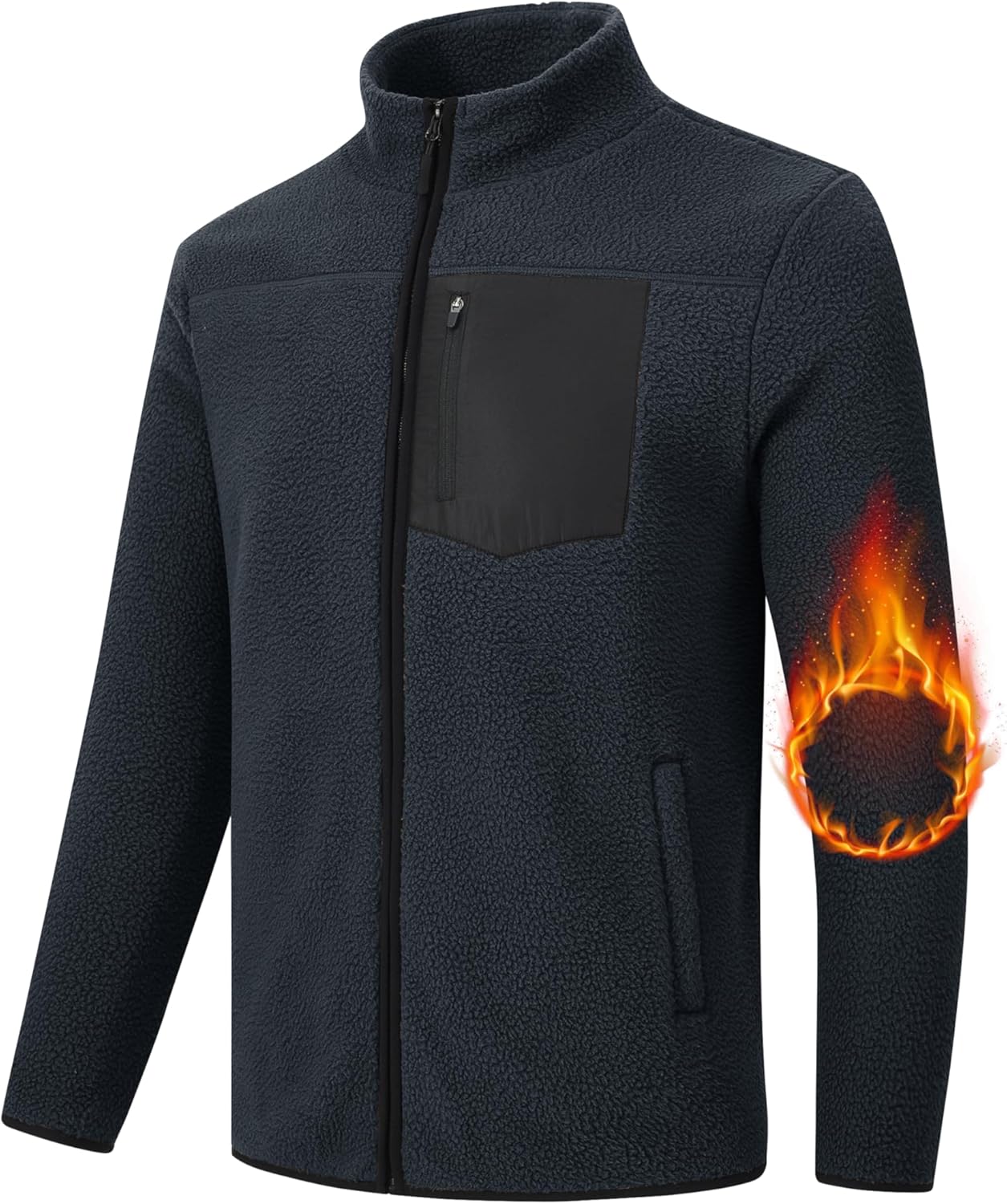 MoFiz Men's Jacket Full-Zip Polar Fleece Jacket Coat Lighweight Warm Casual for Fall Winter