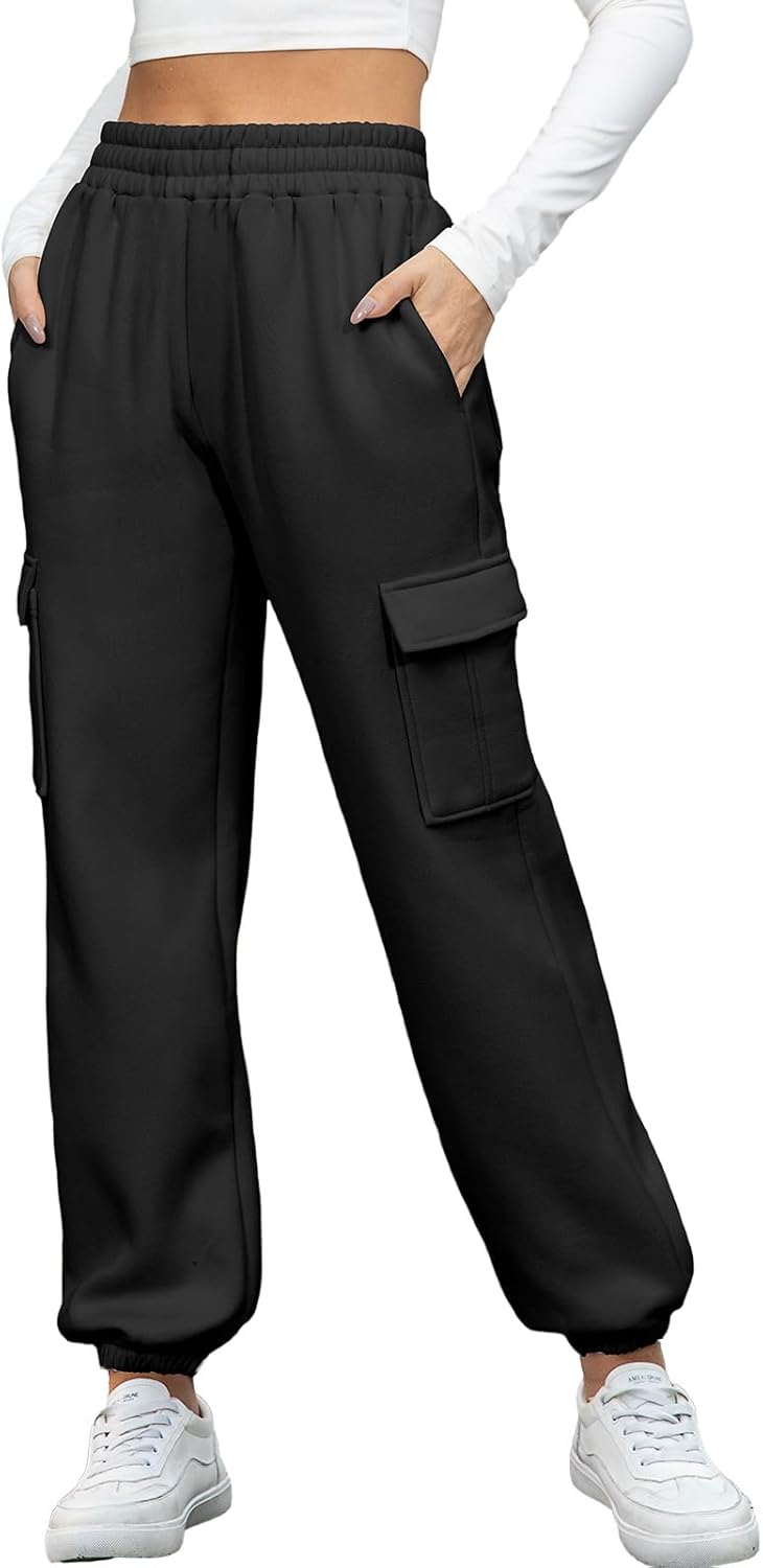 heekpek Cargo Sweatpants Y2k Fleece Pants for Women Fashion Joggers Plus Size Casual Trendy Jogging Pant Clothes with Pocket