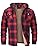 MoFiz Men's Cotton Jackets Plaid Lined Thicken Fleece Winter Warm Coat Full Zip Hooded Jacket 4-Pockets