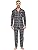 MoFiz Mens Pajama Set Long Sleeve 2 Piece Lounge Cotton Plaid Pants Night Suit with Pockets PJ's Sleep for Men