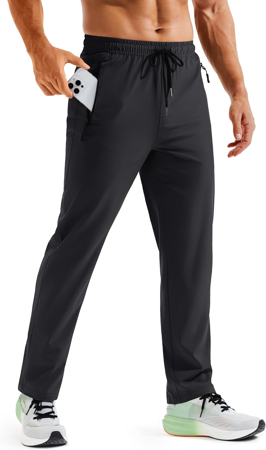 TACVASEN Mens Hiking Pants Lightweight Quick Dry Stretch Joggers for Running Workout Casual with Zipper Pockets