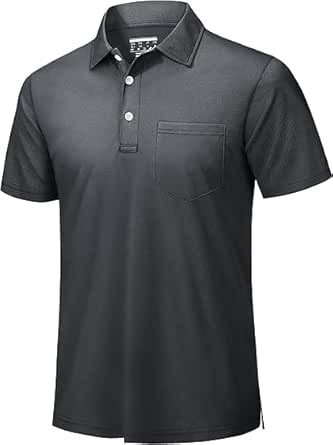 TACVASEN Polo Shirts for Men with Pocket Short Sleeve Lightweight Quick Dry Hiking Golf Fishing
