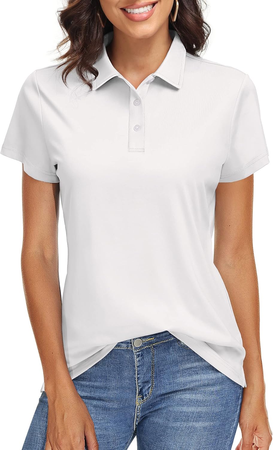 TACVASEN Women's Polo Shirts UPF 50+ Sun Protection Golf Shirt Short Sleeve Quick Dry 3-Button Collared Tops Lightweight
