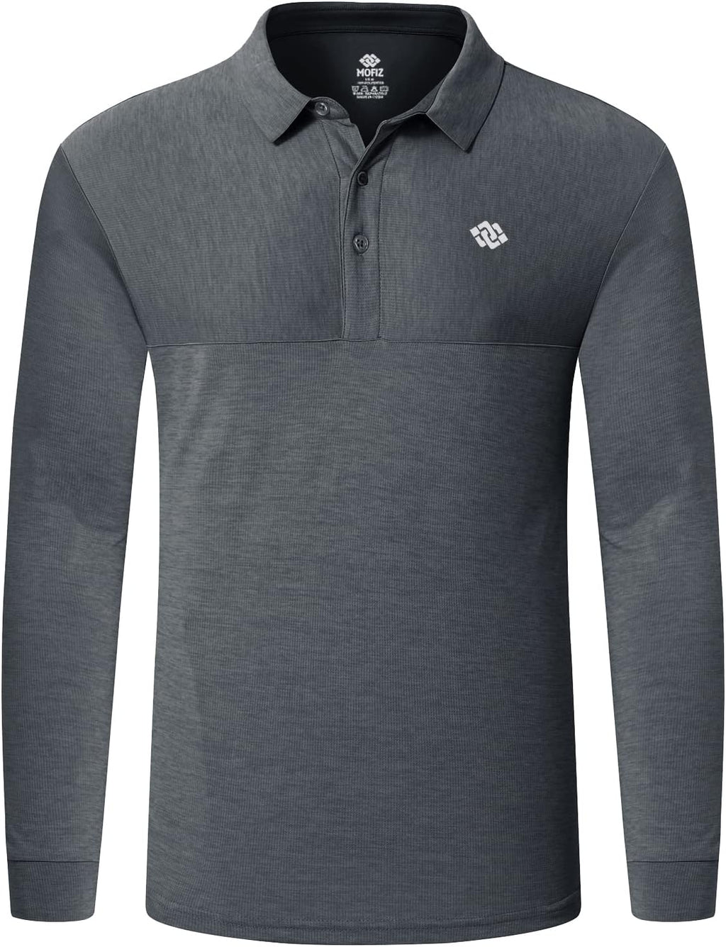 MoFiz Men's Golf Polo Shirts Long Sleeve Quickly Dry Fit UPF Moisture Wicking Athletic Casual 3-Button Jersey Shirts