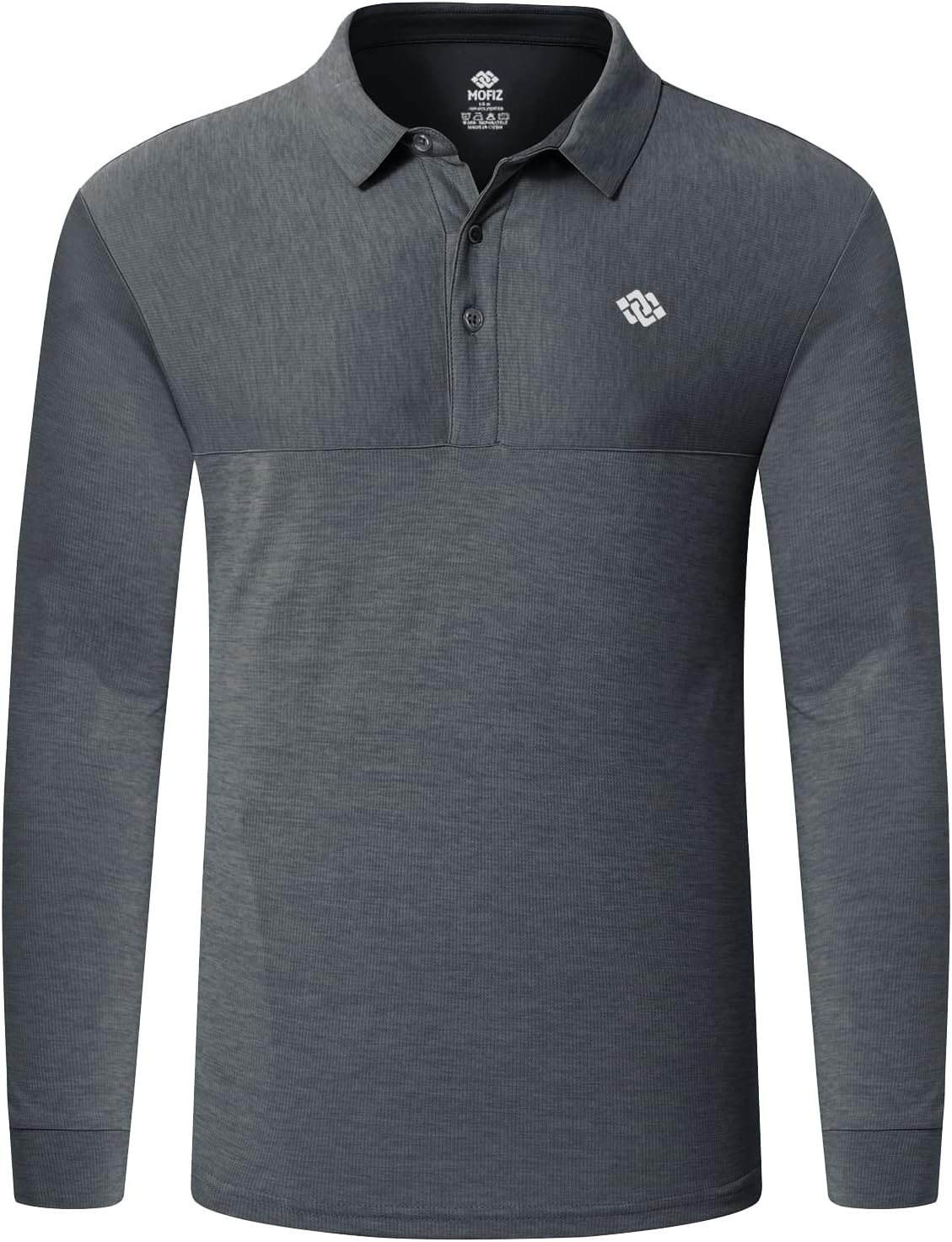 MoFiz Men's Golf Polo Shirts Long Sleeve Quickly Dry Fit UPF Moisture Wicking Athletic Casual 3-Button Jersey Shirts