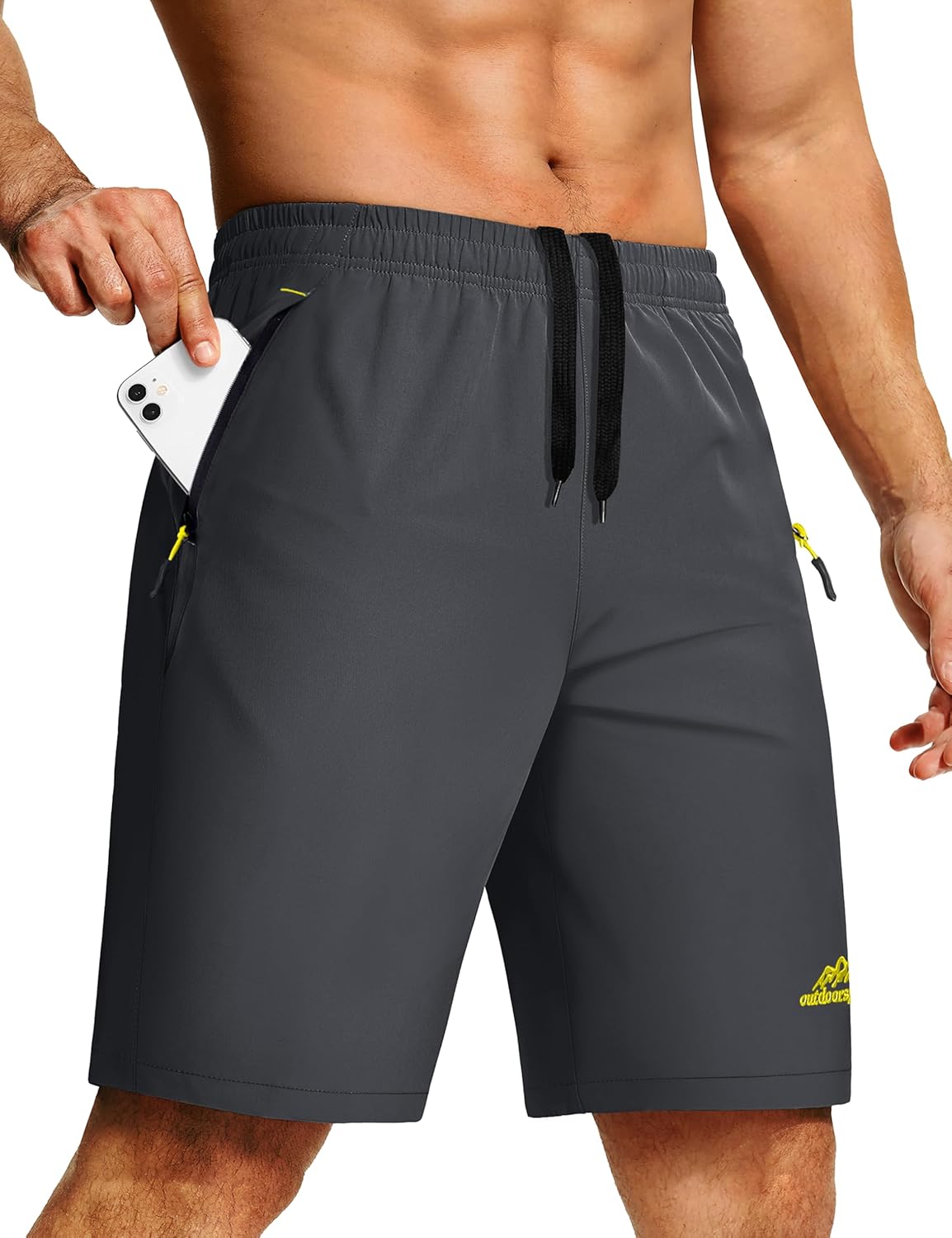 TACVASEN Men's Running Athletic Shorts Quick Dry Lightweight Gym Sports Workout Stretch Short with 3 Zipper Pockets