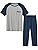 MoFiz Mens Pajama Sets,Modal Pajama Bottom Pants& Crew Neck Short Sleeve Shirts Sleepwear Sets 2 Pieces Suits