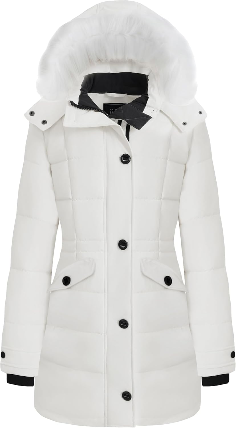 ZSHOW Women's Warm Hooded Winter Coat Waterproof Quilted Puffer Jacket Long Windproof Parka