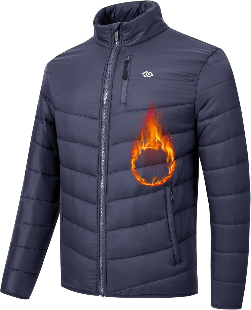 MoFiz Mens Down Coats Jackets Repellent Water Puffer Jacket Warm Packable Full Zip Mock Neck Winter Jacket